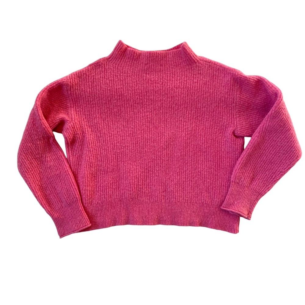 CREWCUTS J CREW Merino Wool Sweater Pink Mockneck Top Long Sleeve Pink Knit